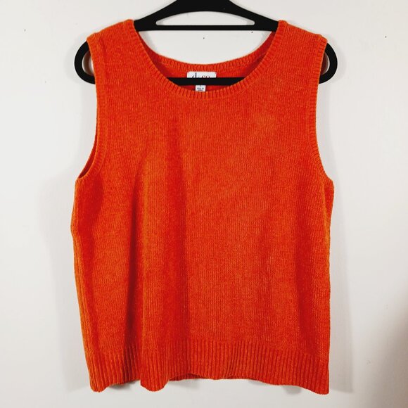 Denim & Company Orange Hooded Sweater Jacket & Tank, Size Large, Fall, Halloween - Picture 5 of 16